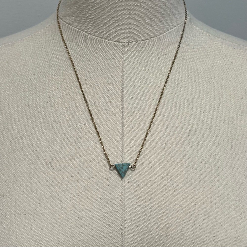 Faux Turquoise And Gold Necklace
